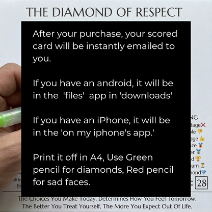 Diamond Of Respect (7 day self-respect scorecard to rebuild self-image)